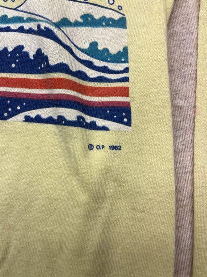 1980s Unisex Yellow L Sleeve Ocean Pacific Tshirt