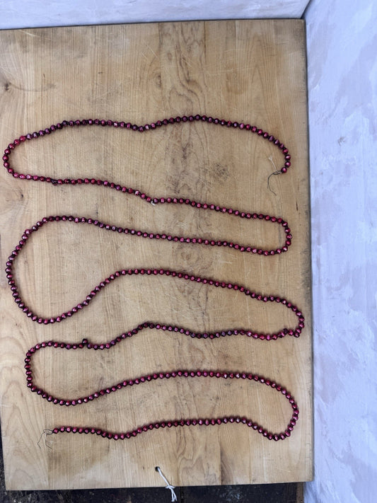 Red Antiqued Glass Beaded Garland 9 Ft #1212