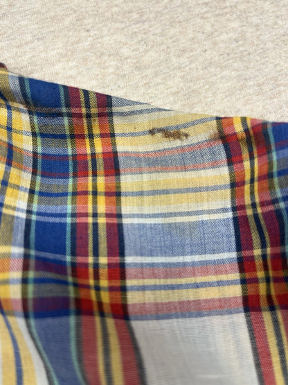 1960s, 70s Women’s Ruffled Plaid L Sleeve Cotton Top