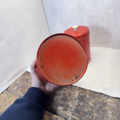 Red Nesting Kitchen Canister Set Of 3 Vintage