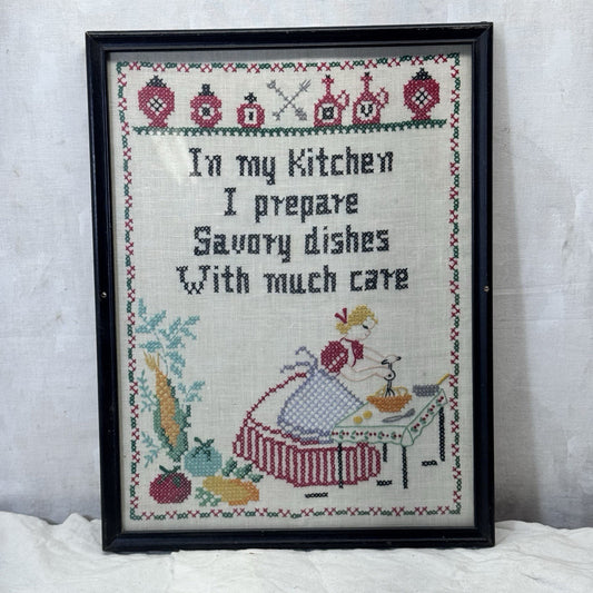 Vintage Cross Stitch Framed Picture