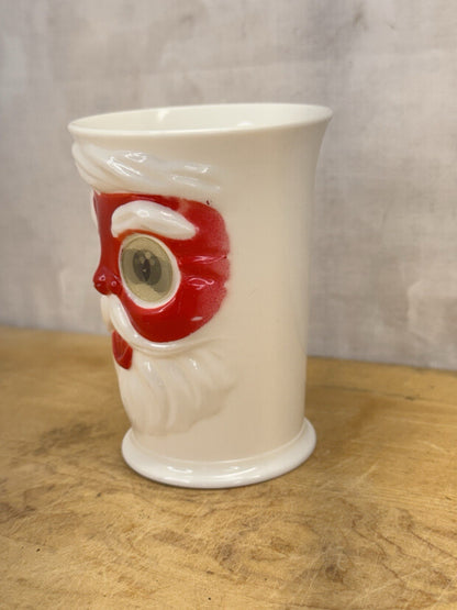 Holograph Eyes Santa Cup Vintage  #1099