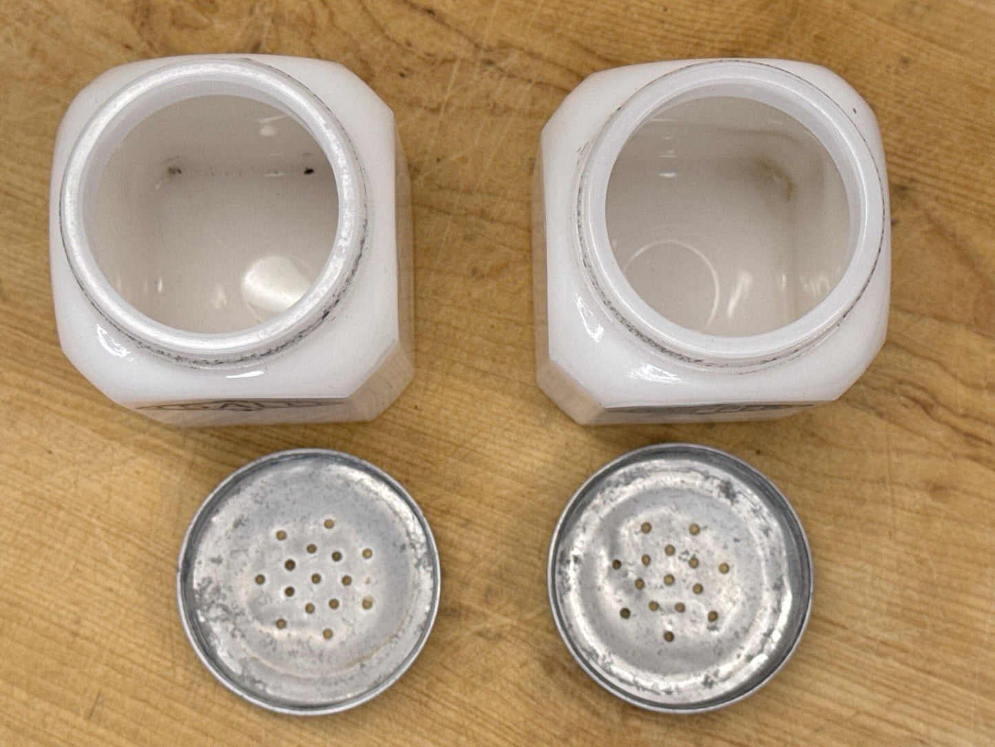 Milk Glass Salt And Pepper Shakers Hoosier Vintage #1149