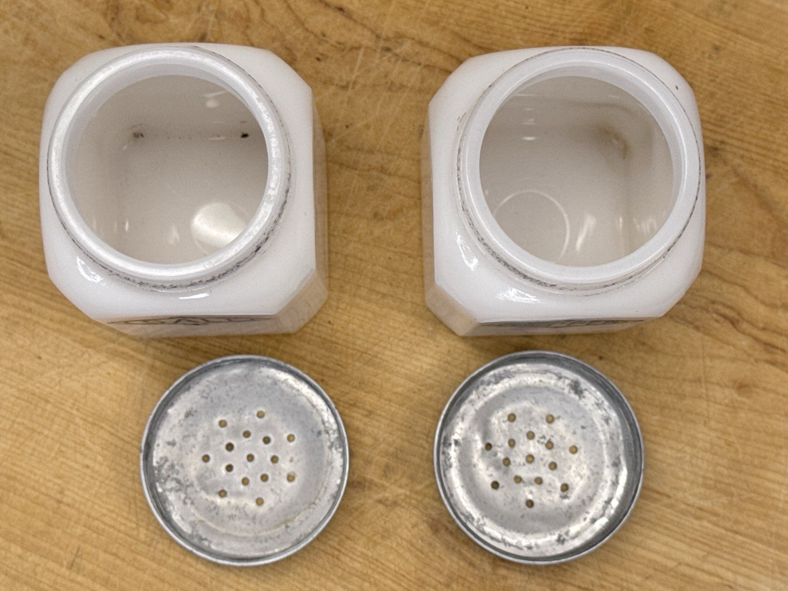 Milk Glass Salt And Pepper Shakers Hoosier Vintage #1149