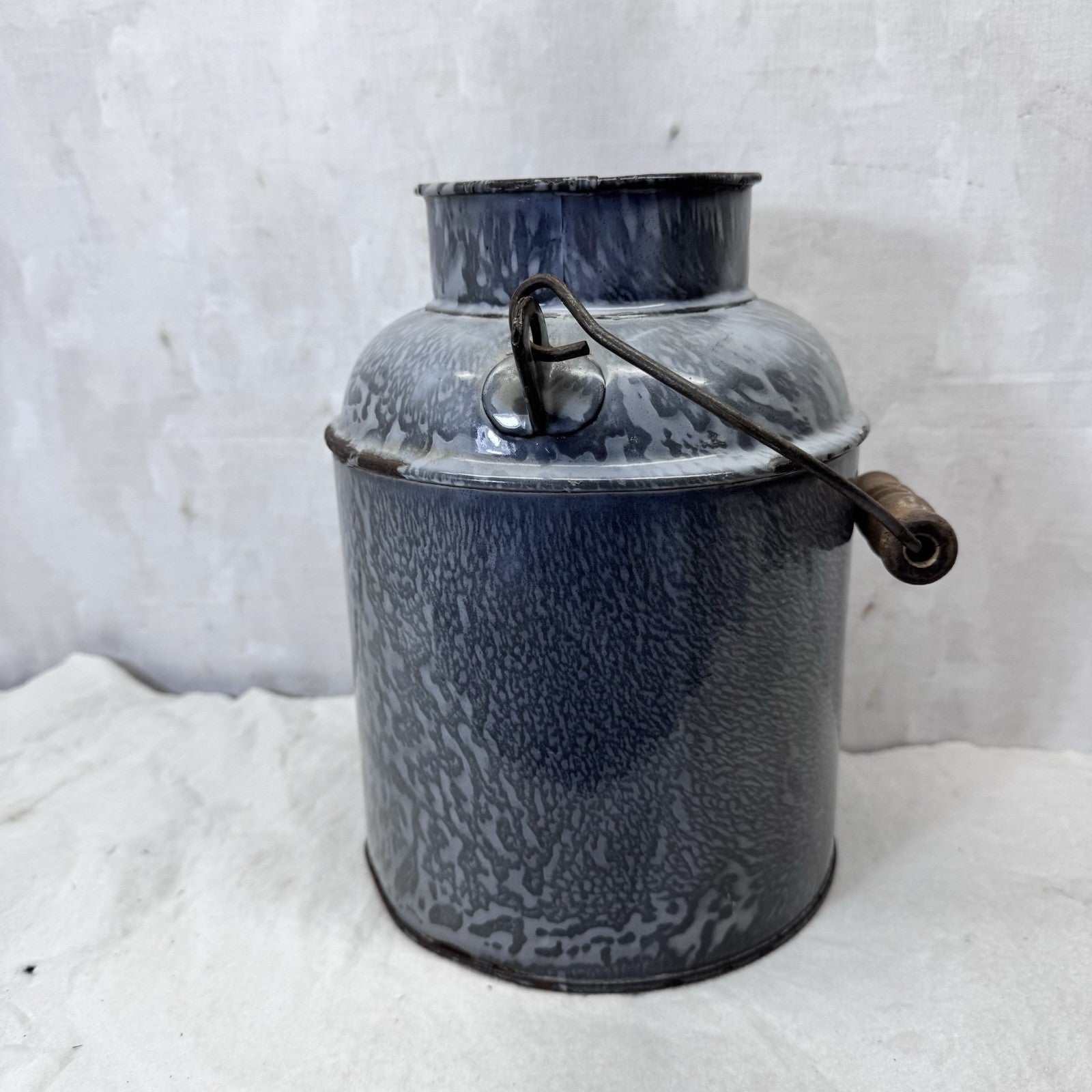 Creamer Can Enamelware Mottled Grey Swirl Splatter Vintage No Lid