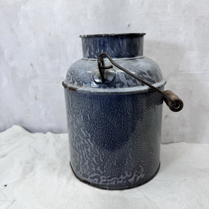 Creamer Can Enamelware Mottled Grey Swirl Splatter Vintage No Lid
