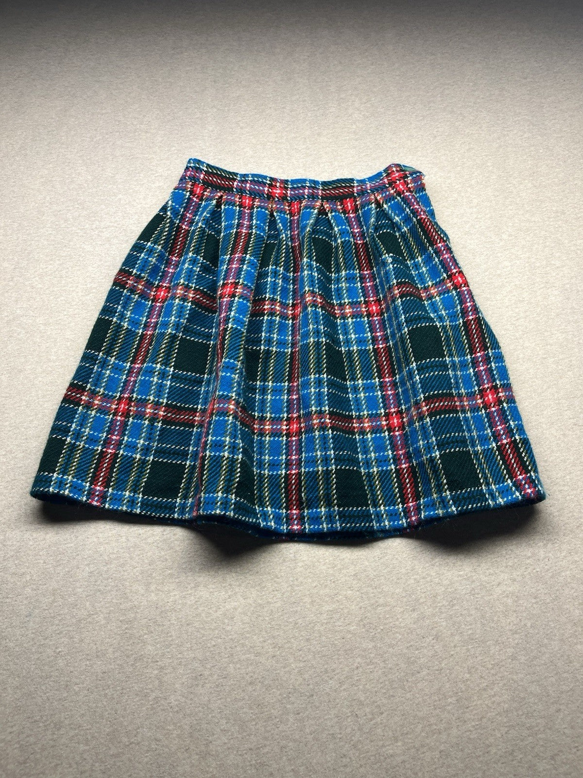 1960s Blue Plaid Wool Skirt
