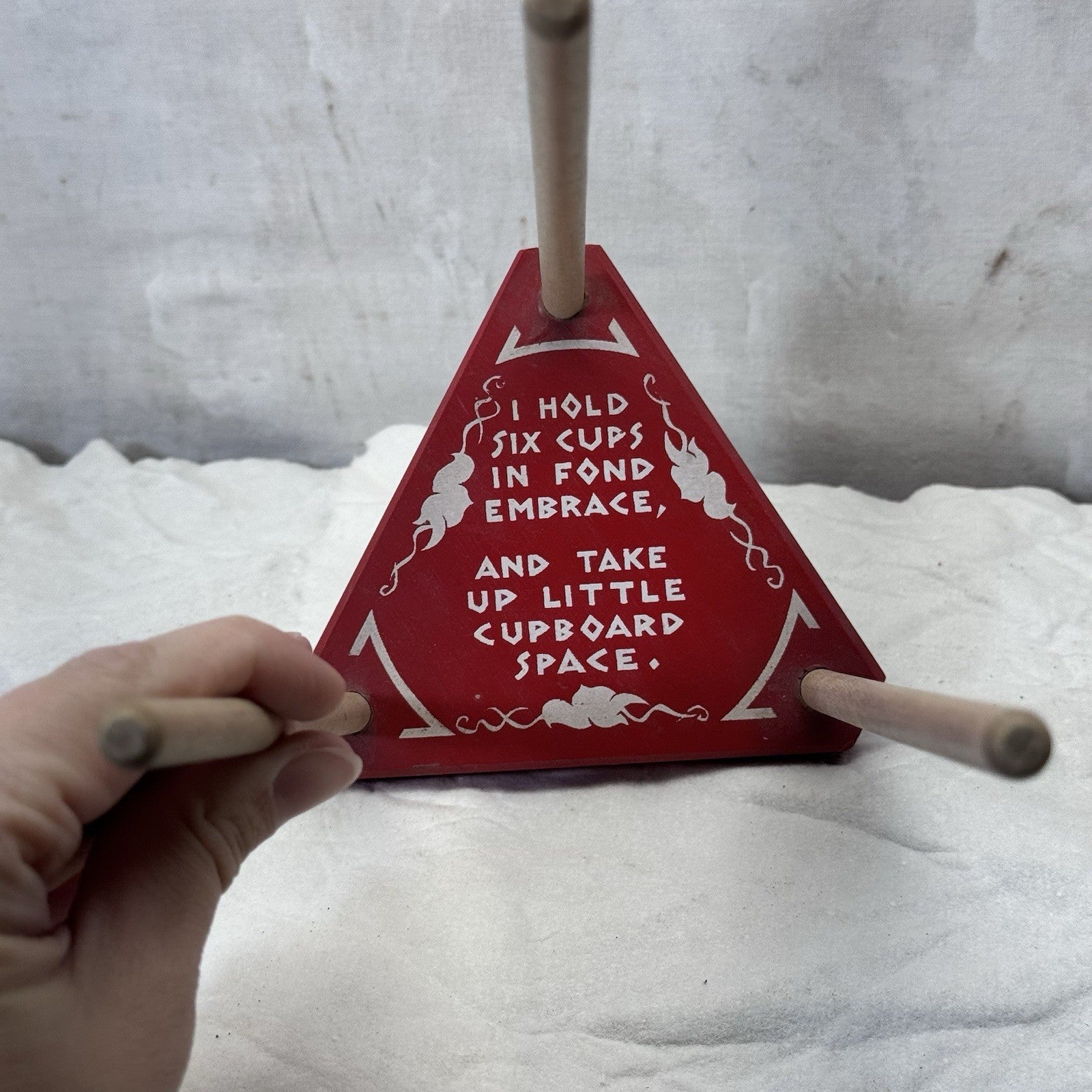 Wooden Six Coffee Cup Holder Vintage Space Saver