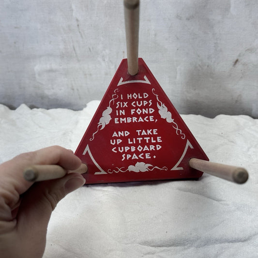 Wooden Six Coffee Cup Holder Vintage Space Saver