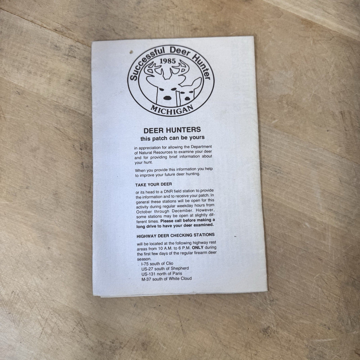 1985 Hunters Choice Deer Licenses Michigan Vintage Paper Book