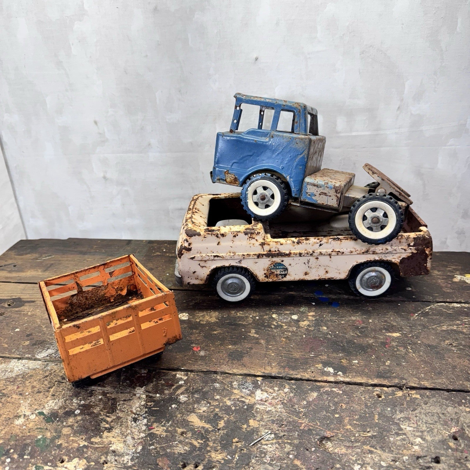 Junkyard  Vintage Metal Toy Trucks Parts Trailer