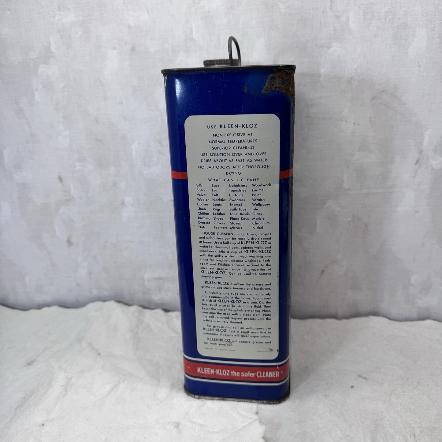Kleen-Kolz Safety Cleaner Temper Vintage Tin 