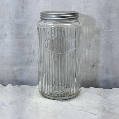 Hoosier Ribbed Clear Jar Tall Vintage Glass