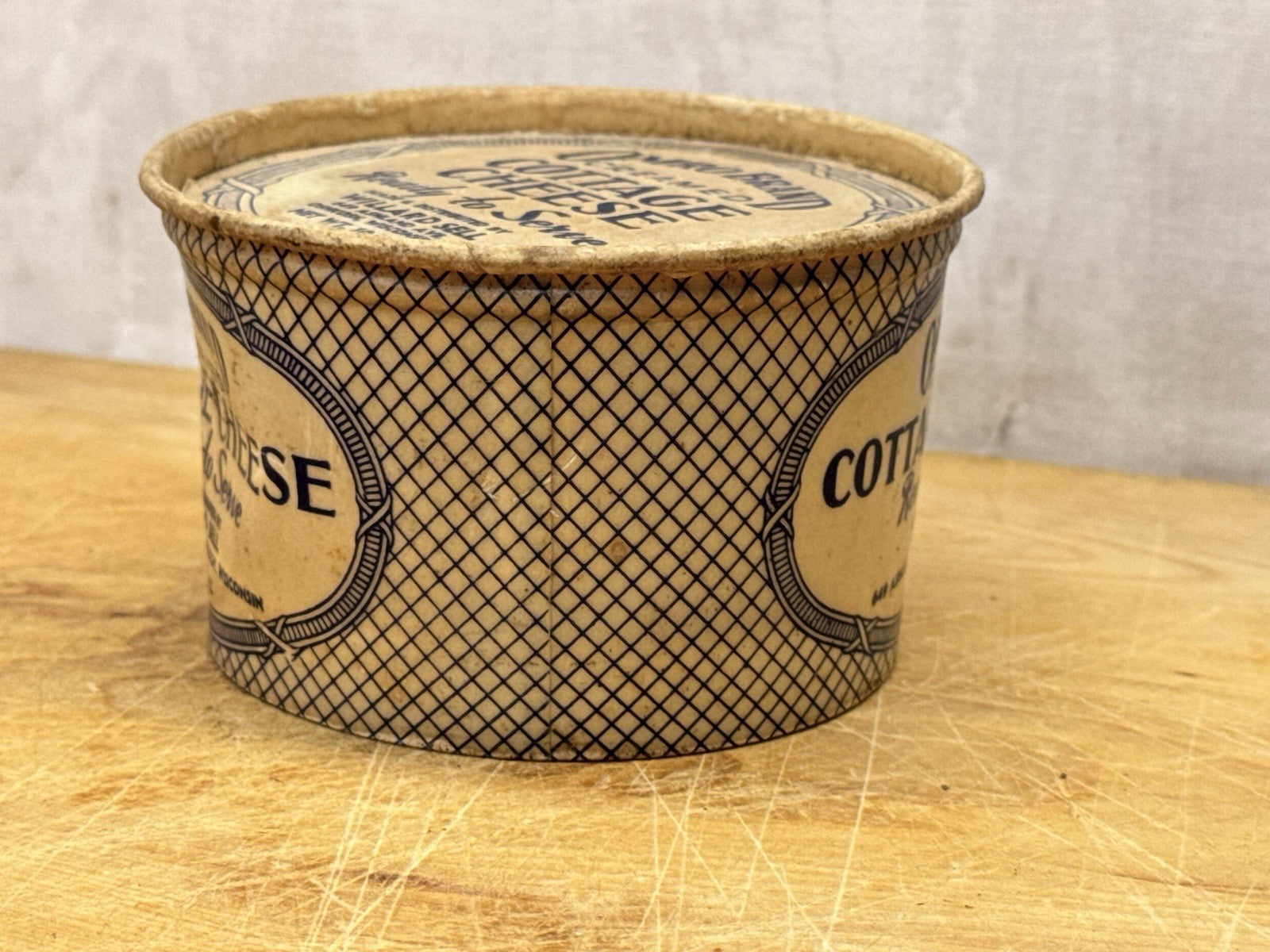 Omro Brand Cottage Cheese Container Oshkosh Wisconsin Vintage #1167