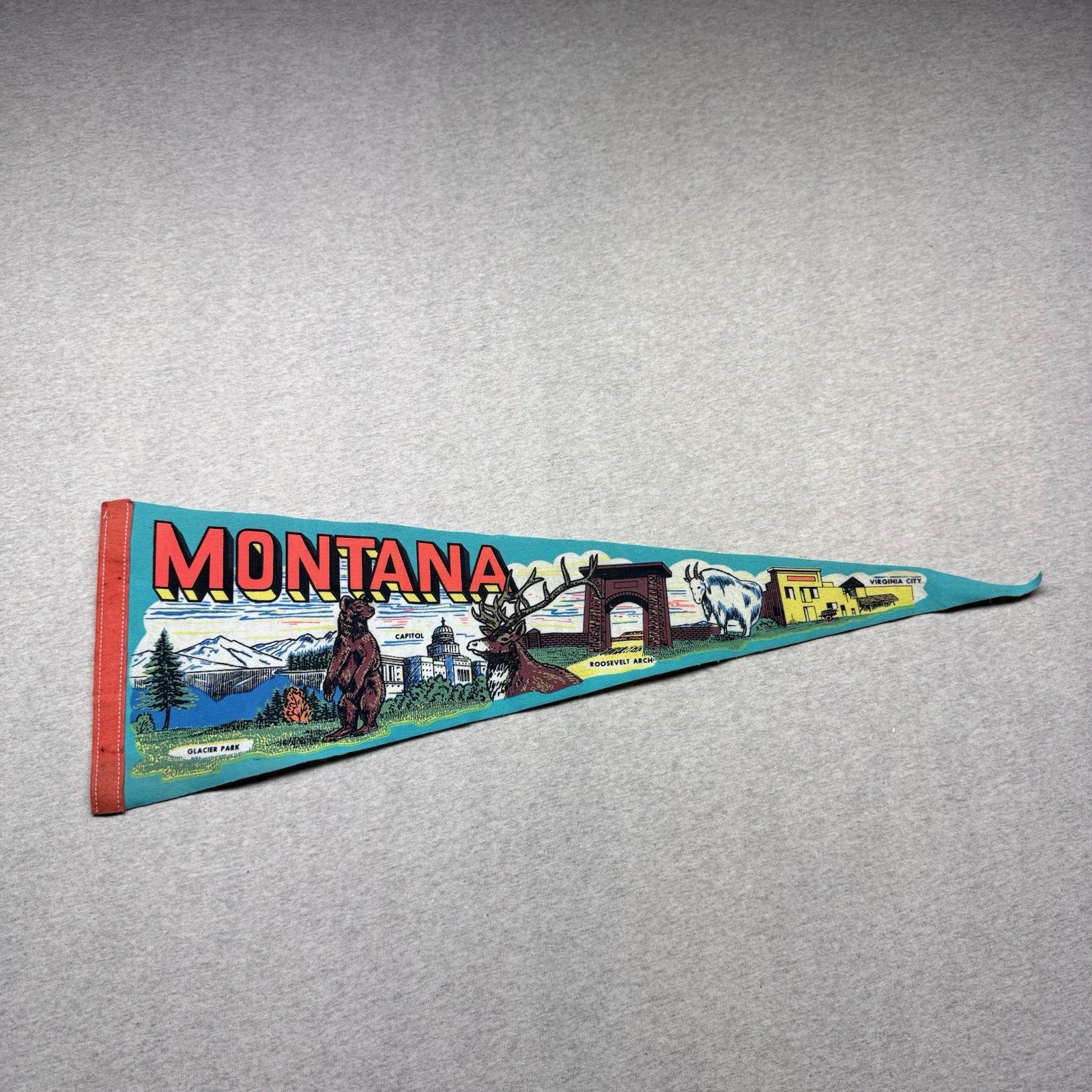 Montana Vintage Fabric Pennant Banner Flag Souvenir 