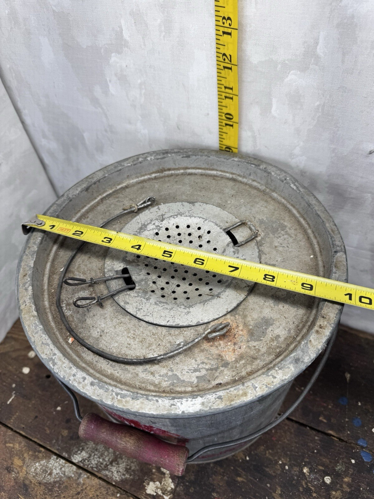 Metal Minnow Fishing Bucket Vintage #1231