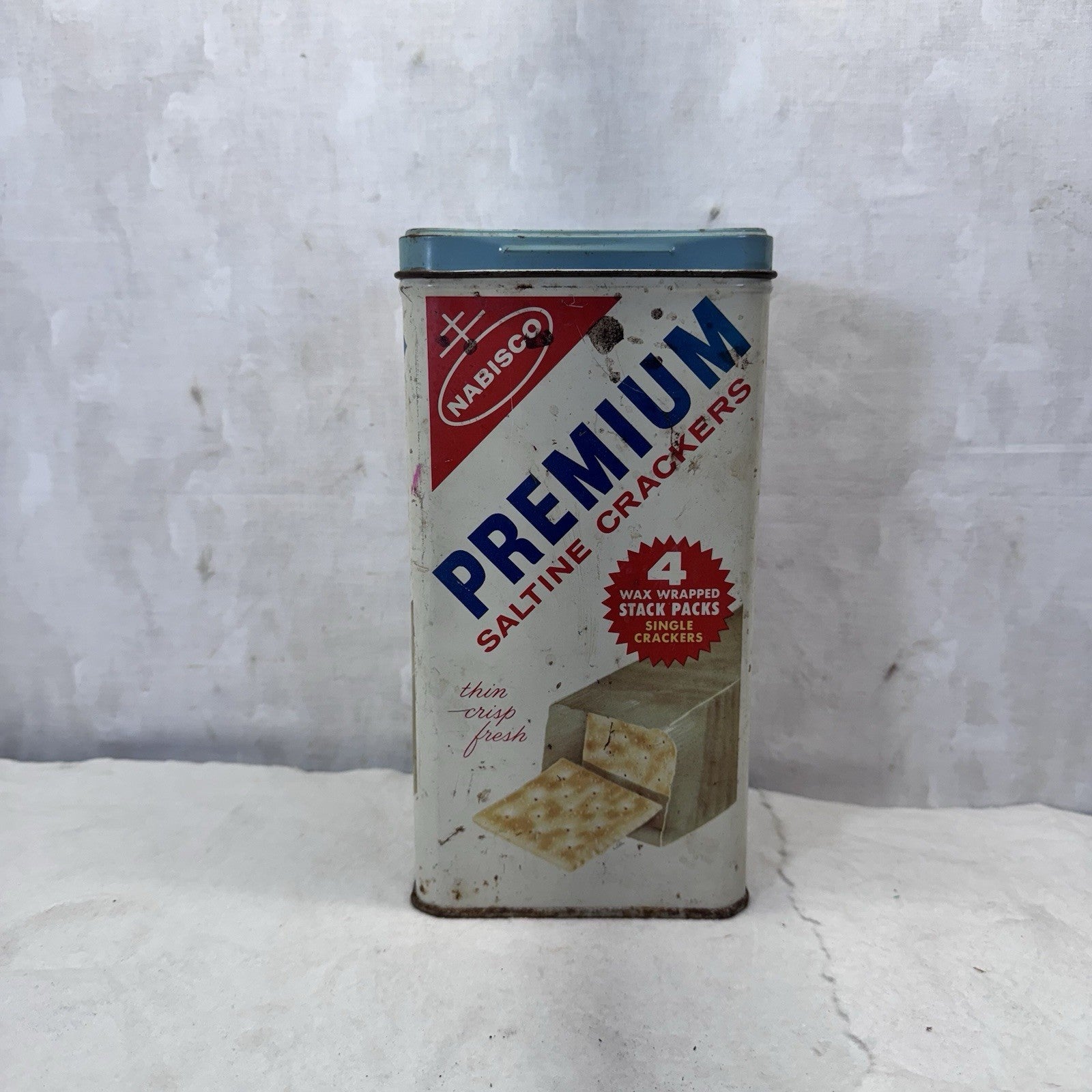 Premium Saltine Crackers Tin Container Vintage 