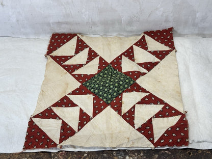 Hand Stitched Fabric Quilt Square Vintage