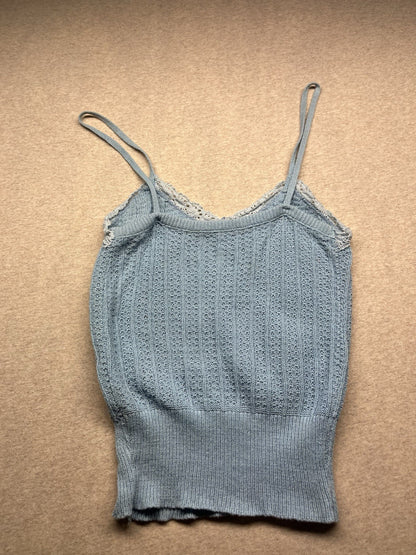 1980s Women’s Blue Knit Top W/straps