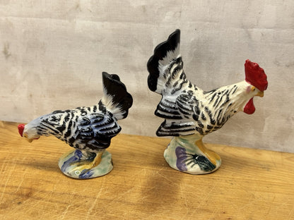Set Of Hen & Rooster Salt Pepper Shakers Made In Japan #1260