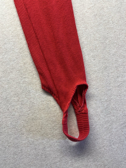 1980s Women’s Red Knit Stirrup Pants