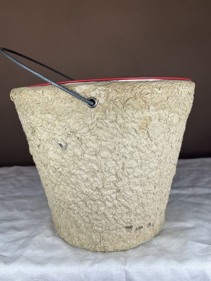 Vintage Paper Mache Minnow Bucket W/Meral Cover, Man cave Collectible 