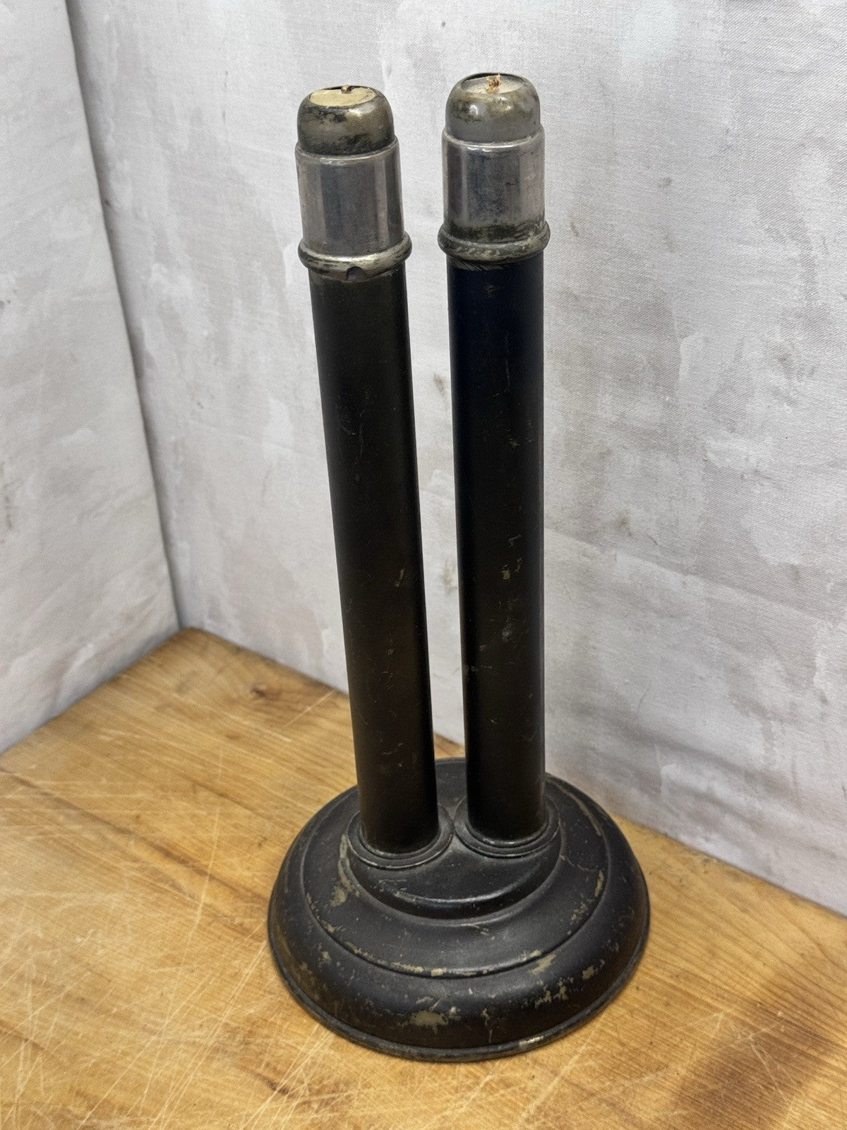 Metal Stand Spring Fed Candle Holder Antique #1237