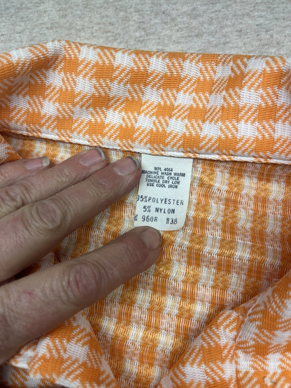 1970s Women’s Orange Plaid L Sleeve Knit Top