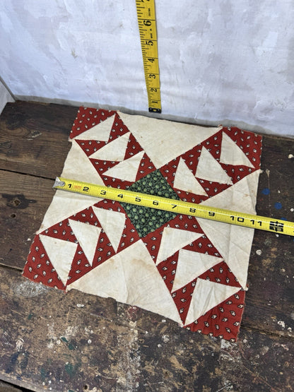Hand Stitched Fabric Quilt Square Vintage