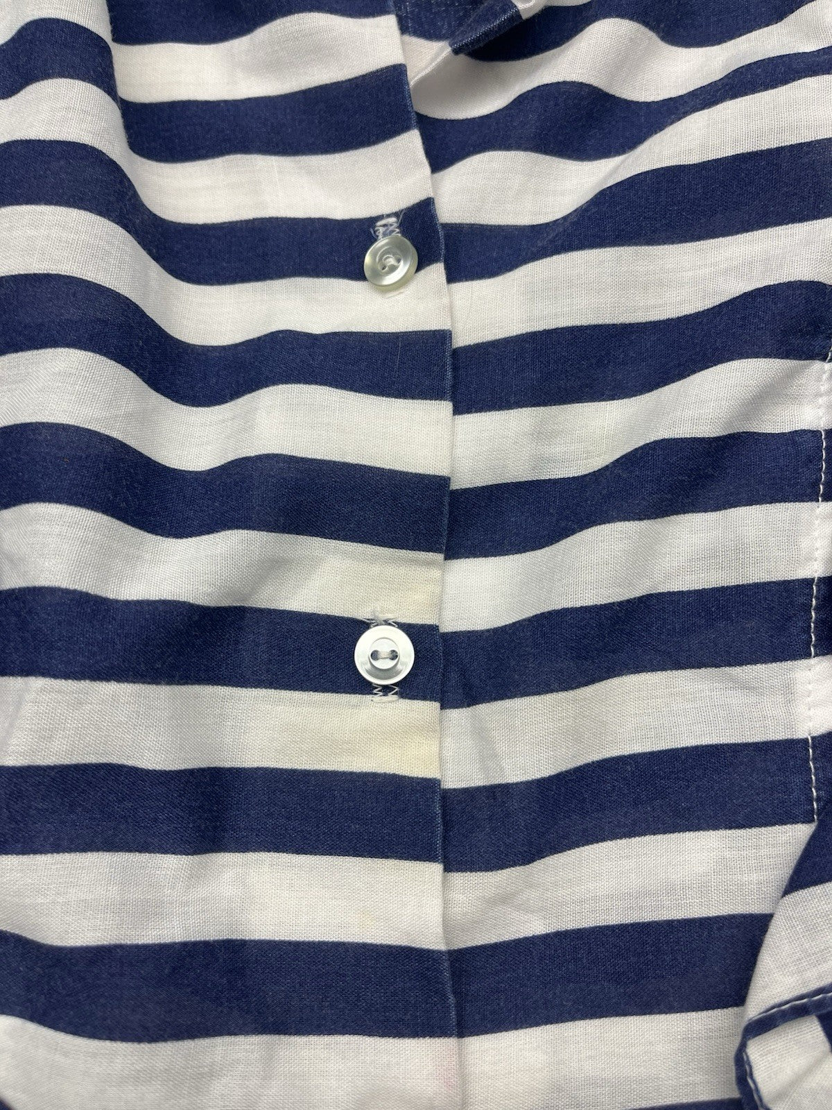 1960-70 Womens Rio Blue &wht Sleeveless Cotton Top 