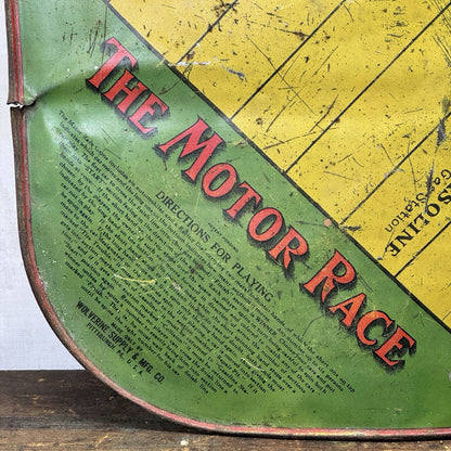 1920s Tin Litho Motor Race Board Double Sided Antique No Cars