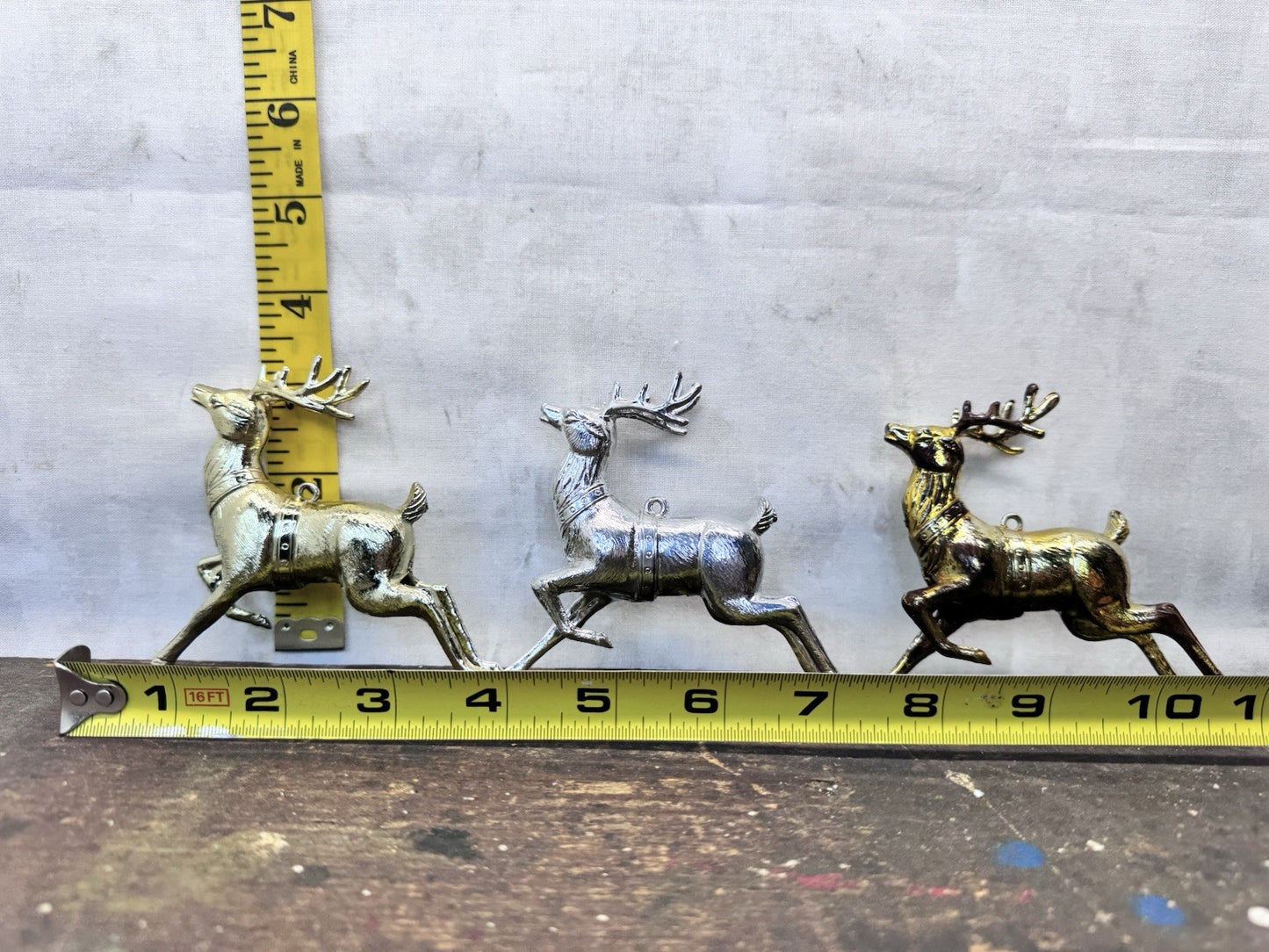 Three Vintage Plastic Reindeer Christmas #1056