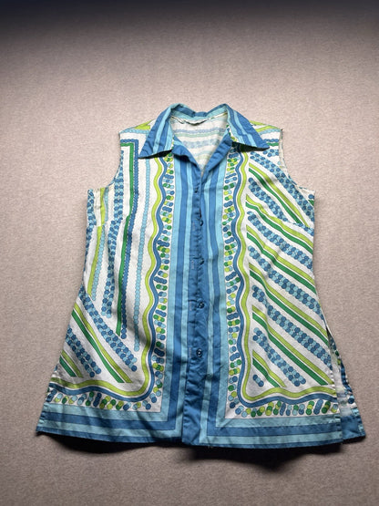 1960s Women’s Hippy Stripe Alex Coleman Sleeveless Cotton Shirt