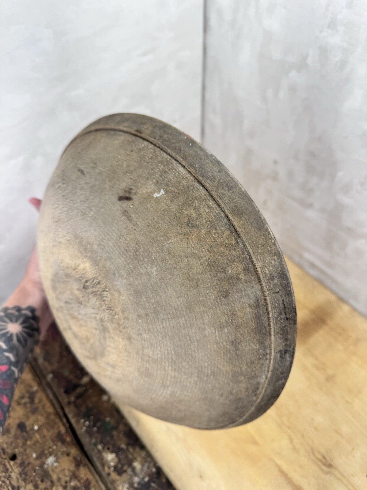 Antique Early Wooden Dough Bowl #S-1532
