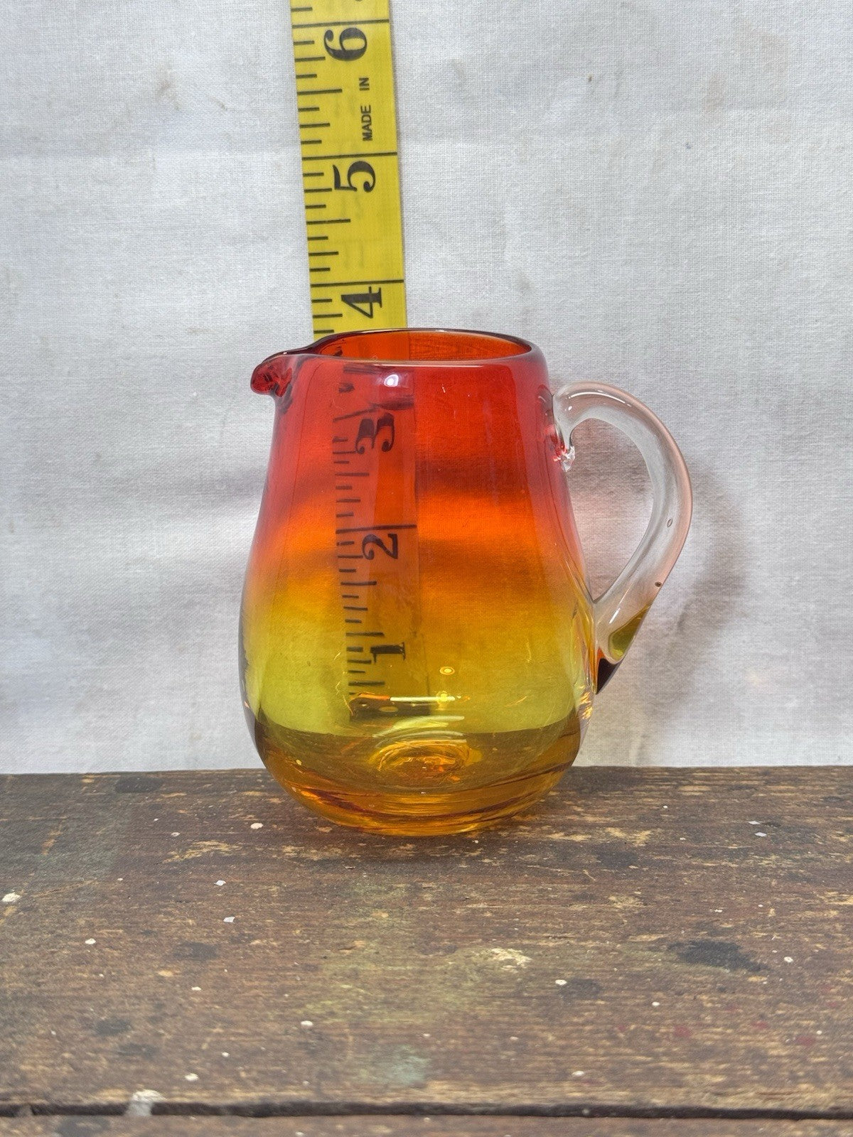 Amberina Glass Creamer Small Pitcher Vintage 