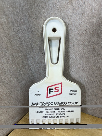Manitowoc Farm Co-op Ad Ice Scraper Vintage