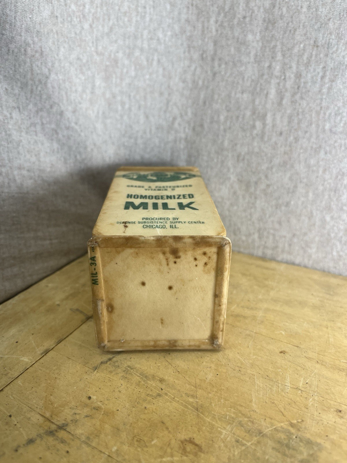 Vintage Waxed Cardboard Homogenized Milk Carton 1/3 Quart