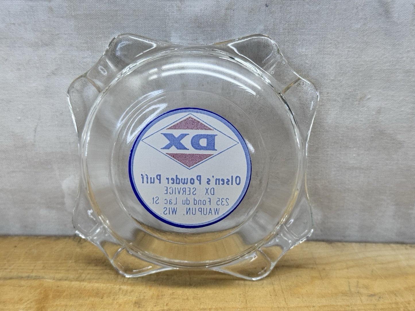 Olsen’s Powder Puff Ashtray Waupun Wisconsin Advertisement #1313