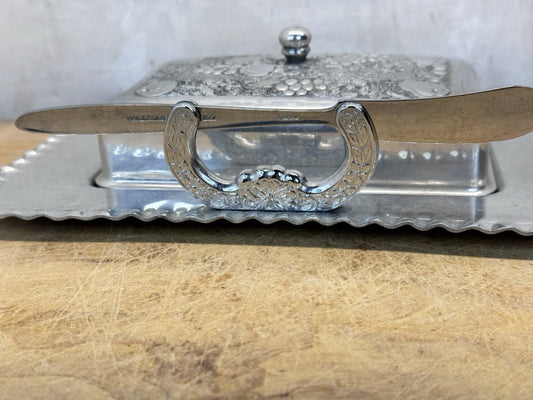 Cromwell Butter Dish Vtg Hand Wrought Aluminum  #S-1506