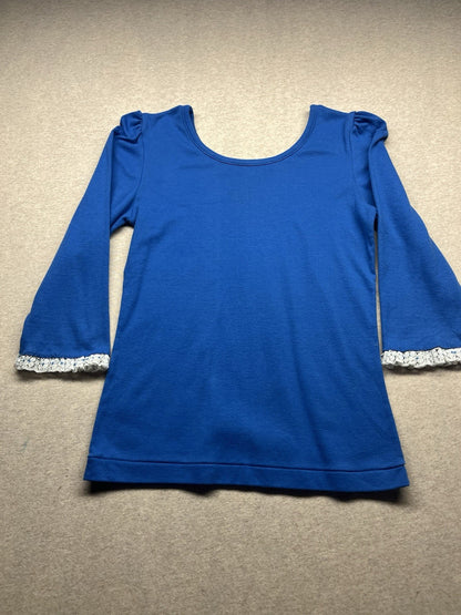 1970s Women’s Knit Blue 3/4 Sleeve Top