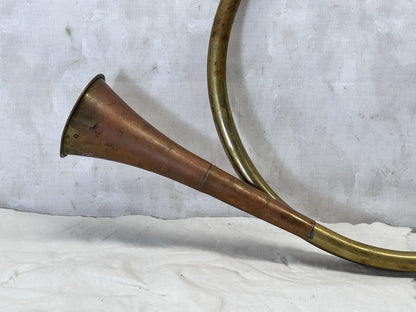 Christmas Brass French Horn Bugle Fox Hound Bow Vtg #S-1838