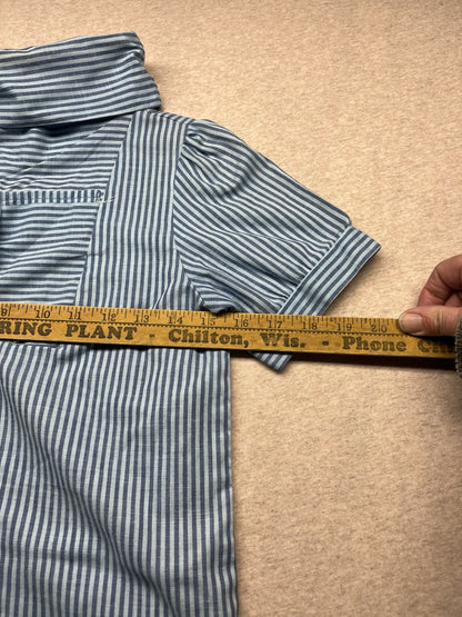 1980s Women’s Blue Striped Cotton Top