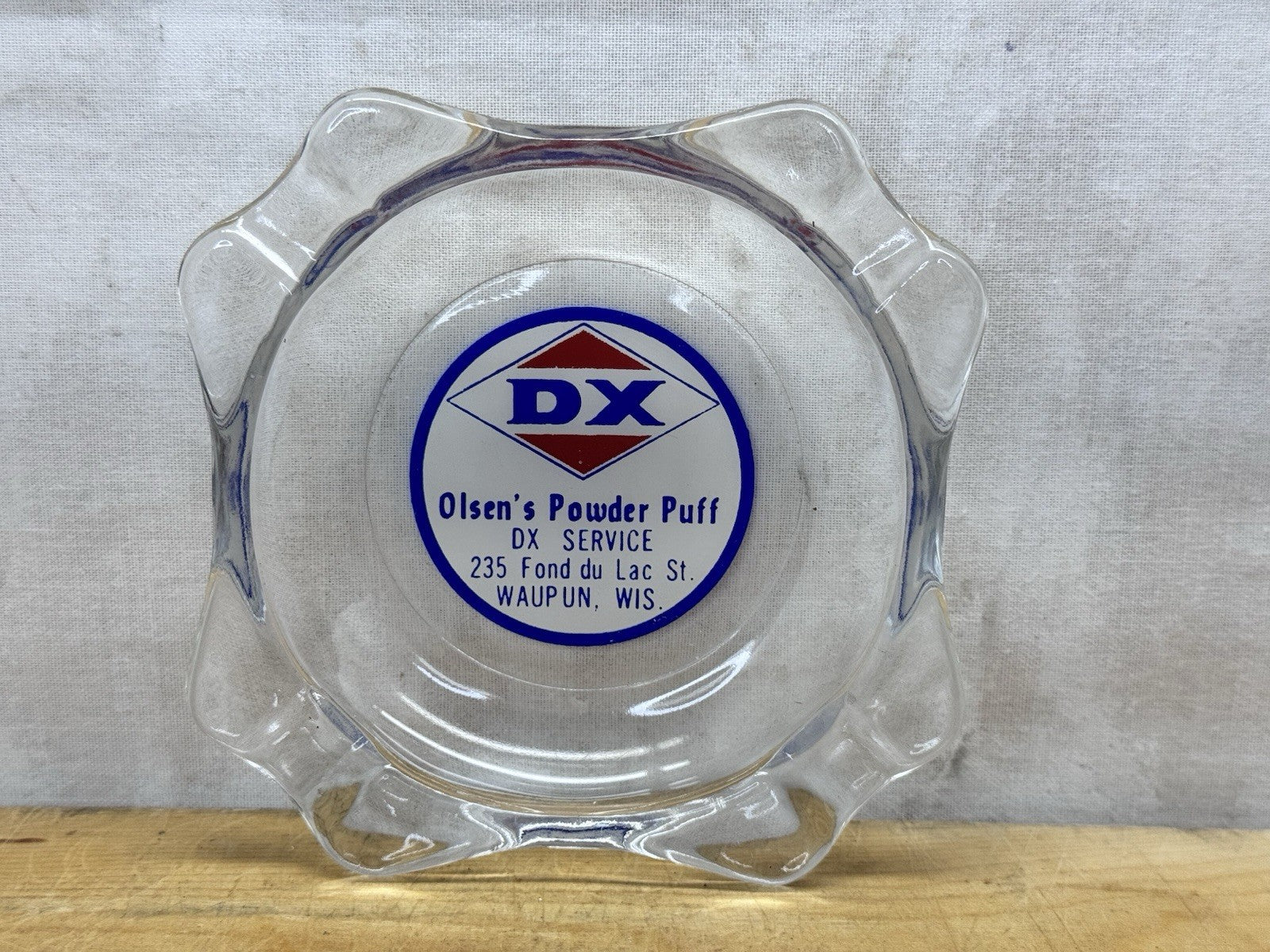 Olsen’s Powder Puff Ashtray Waupun Wisconsin Advertisement #1313