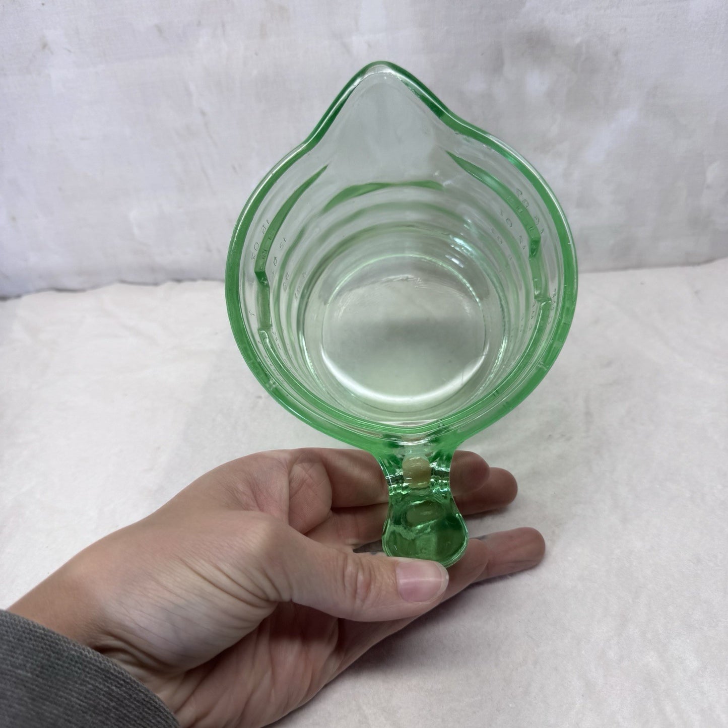 Green Uranium Glass Measuring Cup Vintage 
