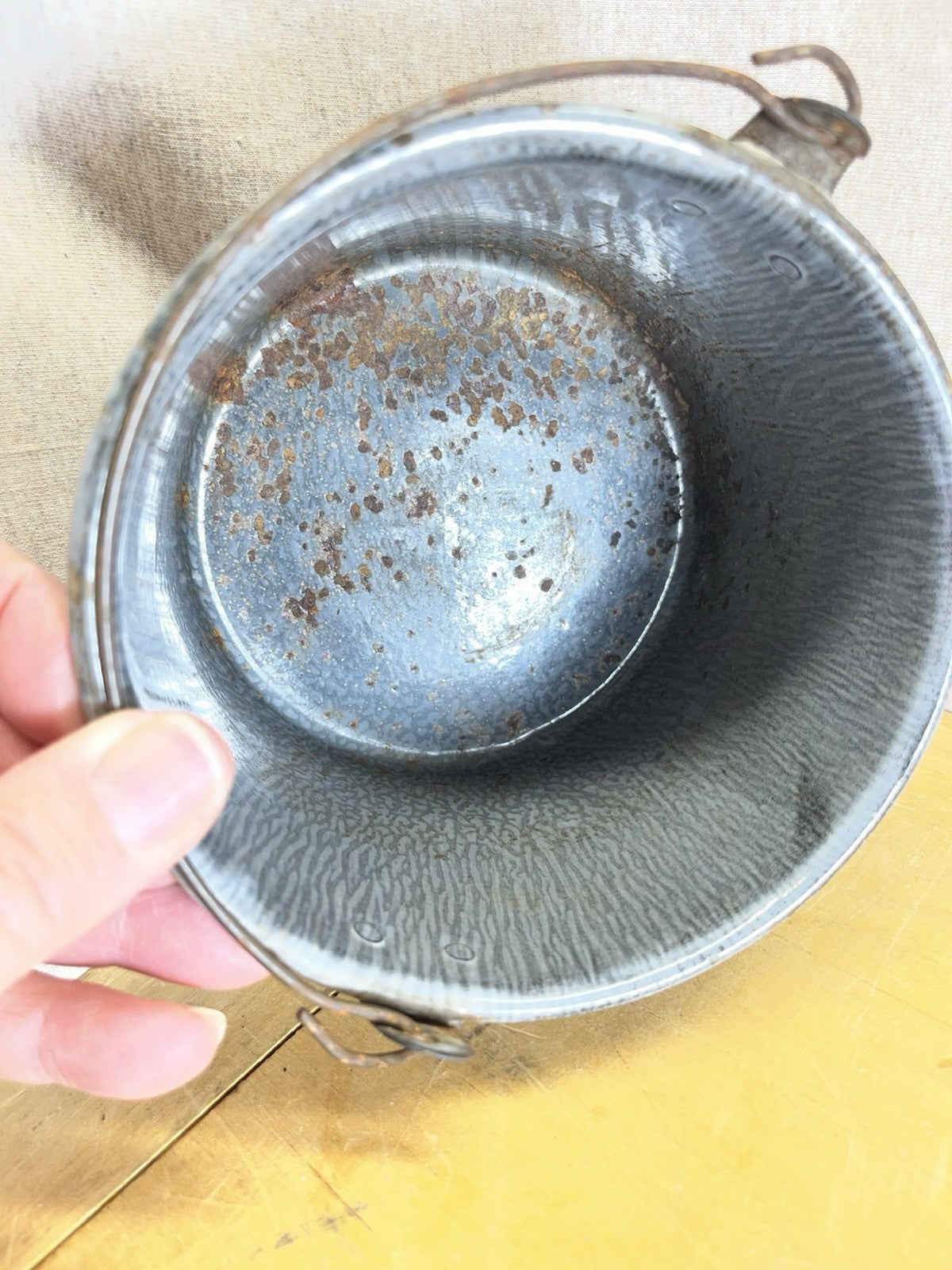 Grey Enamel Berry Bucket