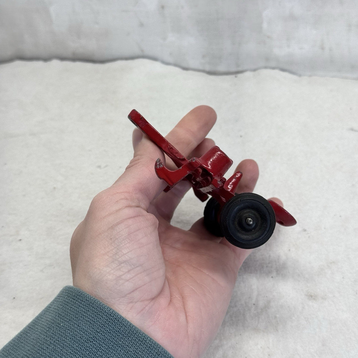 Antique Red Cast Iron Arcade Toy Corn Planter