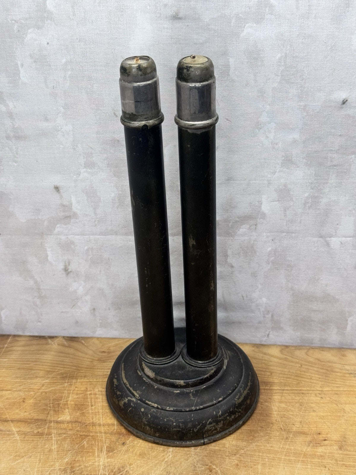 Metal Stand Spring Fed Candle Holder Antique #1237