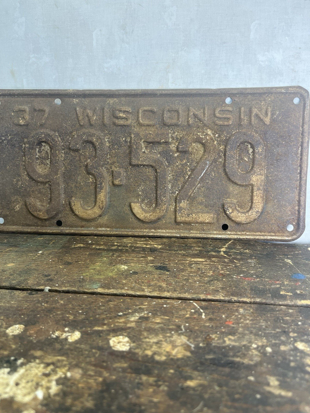 1937 Wisconsin License Plate
