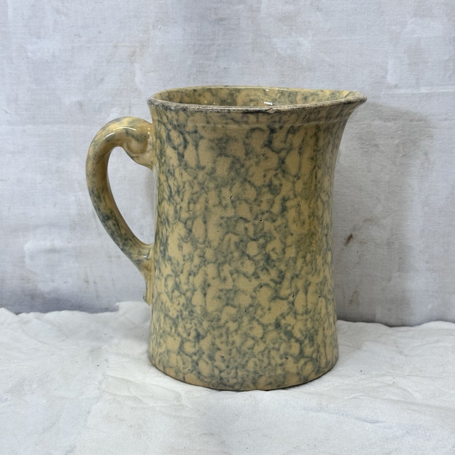 Stoneware Spongeware Pottery Pitcher Vintage
