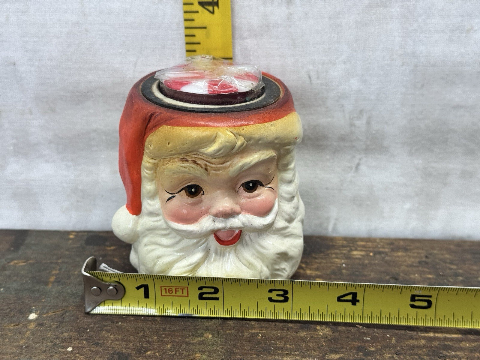 Santa Claus Head Candle Holder Inarco Japan NOS #1326
